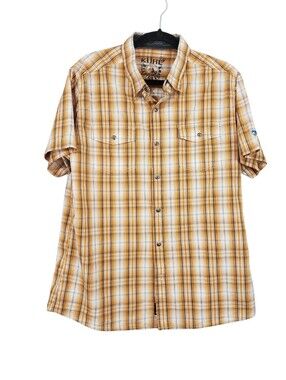 KÜHL Born In The Mountains Men's Short Sleeve Plaid Button Down Shirt Size Large